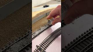 Ballasting the tracks modeltrains hoscale shorts [upl. by Atekin677]