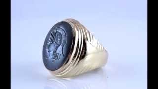 Handsome 10k Gold amp Intaglio Carved Hematite Ring w Classical Warrior Design 51419 Ring [upl. by Roda]