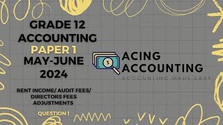 Grade 12 Accounting Income Statement Adjustments Memo Audit FeesRent Income June 2024  Paper 1 [upl. by Caniff]