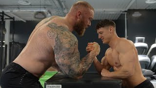 Arm Wrestling the WORLDS STRONGEST MAN ft The Mountain Hafthor Bjornsson [upl. by Edwin415]