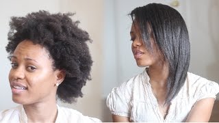 HOW TO Straighten 4C Natural Hair Tutorial No Blow Dryer Needed [upl. by Hcra]