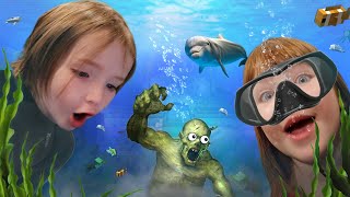 DOLPHiN RESCUE MiSSiON Adley amp Niko explore the ocean to find Minecraft islands amp Pirate Treasure [upl. by Nahsez735]