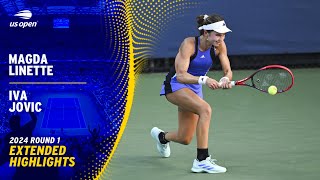 Magda Linette vs Iva Jovic Extended Highlights  2024 US Open Round 1 [upl. by Suirtimid]