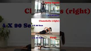 Jump SquatsClamshellsPlank motivation beginnerworkout coremuscles corestrength [upl. by Neenad760]