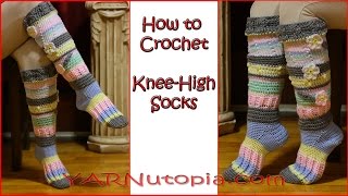 Crochet Tutorial Knee High Socks [upl. by Nhguavaj]