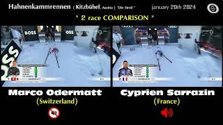 SKI DOWNHILL RACE COMPARISON on the Kitzbühel Streif 2024 Cyprien Sarrazin vs Marco Odermatt [upl. by Llevert]