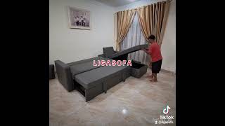 Sofa L Sudut Reclining 3 seat  santai  ada storage  merk LIGASOFA [upl. by Llehcar]