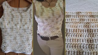 Tutoriel crochetJoli haut en filetCamisoleTopSortie de plage [upl. by Rock197]