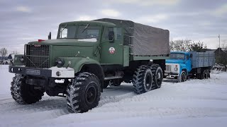 KrAZ255B zieht GAZ53 aus dem Schnee [upl. by Aznaed]