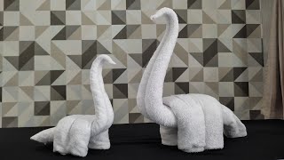 WOW Towel animal Dinosaurs  towel folding dinosaurs  towel art dinosaurs [upl. by Sivert]