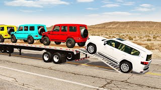 Flatbed Truck Mcqueen  Transportation with Truck  Pothole vs Car 211  BeamNGDrive [upl. by Dnalwor]