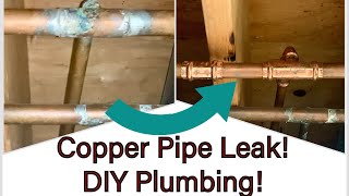 How To Fix Copper water Pipe Leak DIY Plumbing  Basement Water Pipe Leaking fix [upl. by Boyce]