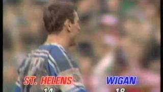 Wigan v St Helens 1990 Challenge Cup Semi Final  Winning Try [upl. by Rickard]