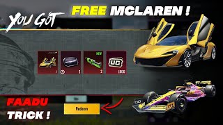 BIGGEST TRICK 😱 GET FREE MCLAREN SKIN BGMI  Mclaren Crate Opening Bgmi Pubg  Free Uc Bgmi Trick [upl. by Retsevlys]