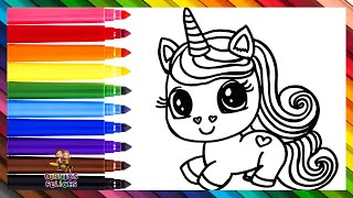 Dibuja y Colorea Un Lindo Unicornio 🦄❤️🌈 Dibujos Para Niños [upl. by Maxy]