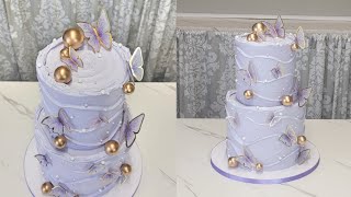 ROYAL BUTTERCREAM RECIPE Light and Fluffy  Trendy Butterfky Wave Cake  Cake Decorating Tutorial [upl. by Lienhard]