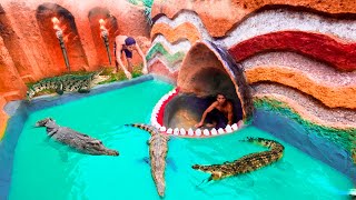 Unbelievable Build Swimming Pool Water Slide Crocodile Around The Secret Underground House [upl. by Neelrad]