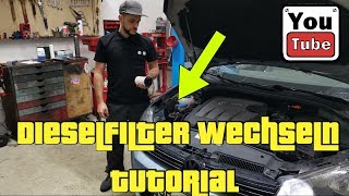 Kraftstofffilterwechsel VW Golf 6 20 TDIHow to change the fuel filter VW Golf 6 [upl. by Llerat]