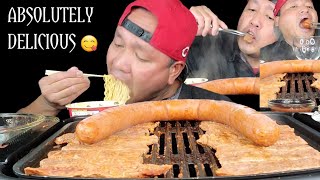 TODAYS FOOD KIELBASA SAUSAGE  MARINATED BEEF SLICE  NOODLES AND WINE  COOKING AND EATING SHOW [upl. by Olaznog]