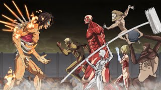 Part 2 of Eren Levi Mikasa Armin vs Armored Titan Female Titan Jaw Warhammer  Attack on Titan [upl. by Aekahs]