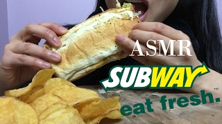 ASMR SUBWAY Pizza Sub EATING SOUND  SASASMR [upl. by Kehsihba]