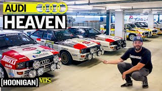 Inside Audi’s Secret Storage Facility Scotto Loses His Mind Racecars Everywhere audi hoonigan [upl. by Yerkovich]