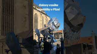 Český lev na oslavách vzniku republiky v Plzni wau [upl. by Linnet]