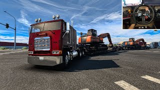 725HP Freightliner FLB  Hauling 2X Logs Loaders  American Truck Simulator  Logitech G29 Gameplay [upl. by Metsky841]