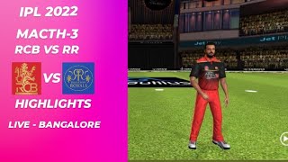 RCB vs RR  MACTH3  HIGHLIGHTS  IPL2022  IN RC 20  LIVE  BANGLORE [upl. by Britney]