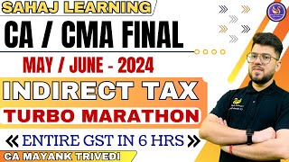 CACMA Final IDT GST Turbo Marathon Entire GST in 6 Hrs with amendment May 2024 Last Day Revision [upl. by Jahncke]