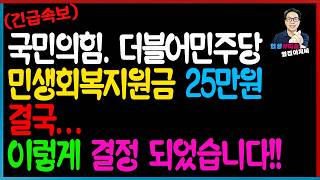 긴급속보 민생회복지원금 25만원 한동훈 이재명 회담 결과 결국 이렇게 합의 민생공통공약 협의기구 운영 [upl. by Sochor]