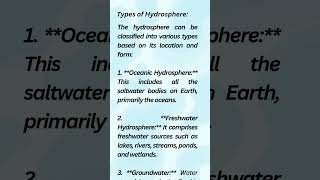 Hydrosphere Types of hydrosphere geography [upl. by Menedez458]