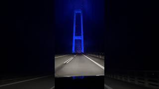 Crossing Great Belt Bridge  Storebæltsbroen at night [upl. by Ekralc56]