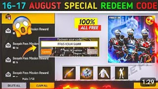 FREE FIRE REDEEM CODE TODAY 16 AUGUST REDEEM CODE FREE FIRE  FF REDEEM CODE TODAY 16 AUGUST [upl. by Janis258]