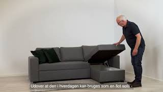 Sovesofa med chaiselong [upl. by Nhguavad]