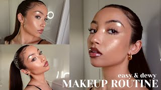 MY UPDATED MAKEUP ROUTINE  dewy and glowy [upl. by Arratal]