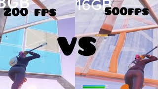 8GB Ram VS 16GB Ram Fortnite [upl. by Mariya645]