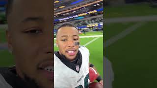 Saquon Barkleys message to Eagles fans after his historic game against the Rams shorts [upl. by Davilman]