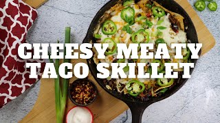 Cheesy Meaty Taco Skillet Recipe nachos tacos [upl. by Filberto]