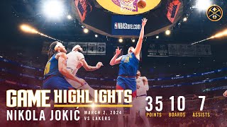 Nikola Jokić Full Game Highlights vs Lakers 🎥 [upl. by Armmat741]