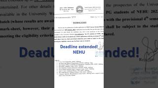 NEHU PhD 2024 Application Deadline Extended  nehu phd phd2024 centraluniversity [upl. by Qidas659]