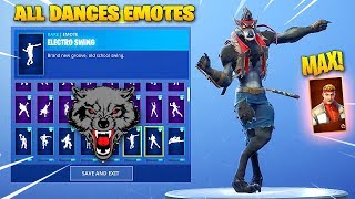 NEW MAX TIER DIRE BLACK WEREWOLF SKIN SHOWCASE WITH ALL FORTNITE DANCES amp EMOTES [upl. by Aiynot]