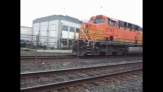 BNSF 5747 Leading A Mixed Freight In Puyallup [upl. by Anaicilef]