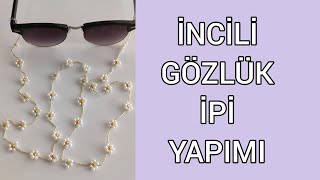 İnci Gözlük İpi Yapımı  Pearl Crochet EyeglassSunglass Neck Strap Tutorial [upl. by Damaris133]