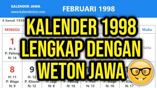 KALENDER 1998 LENGKAP DENGAN WETONPASARAN JAWA [upl. by Culbertson636]