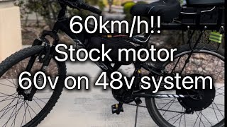 60V battery on a 48V ebike Amazing 60kmh [upl. by Sakovich]