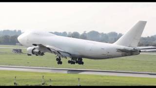 Kalitta Air 747200F All White landing at Dusseldorf International Airport [upl. by Llennyl]