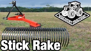 🚜 Discount Implements  Stick Rake Demo [upl. by Ecirtel]