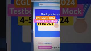 CGL 2024 Mains Testbook Live Mock45 Dec 2024 ssc ssccgl ssccgl2024 testbook [upl. by Marte974]