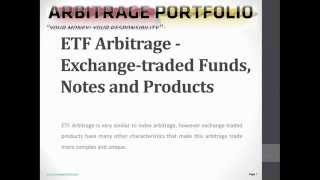 ETF Arbitrage  Exchangetraded Funds Notes and Products  ArbitragePortfoliocom [upl. by Eitra]